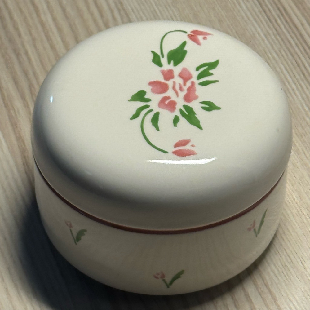 Vintage Teleflora Pink Tulip Lidded Powder Box